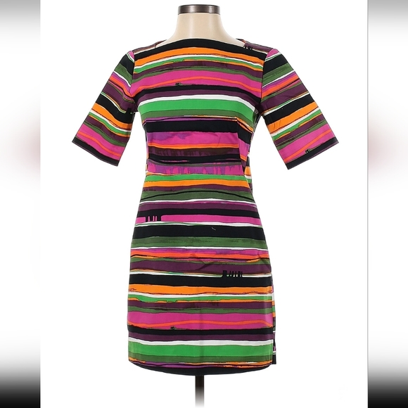Kate Spade Saturday Colorful Striped Unique Dress Size 2 with Pockets - Picture 2 of 8
